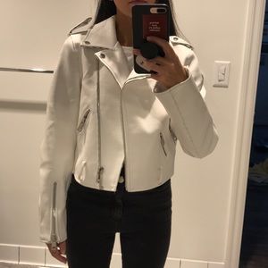 white faux leather jacket